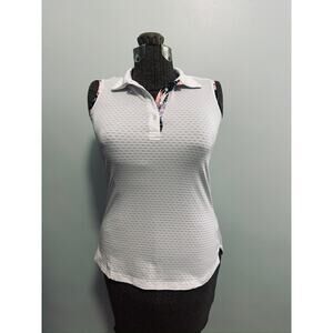 Pebble Beach white collared golf tank size S